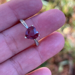NWT Mozambique Natural Ruby Heart Ring Size 7 in 925 Silver with AGA Certificate